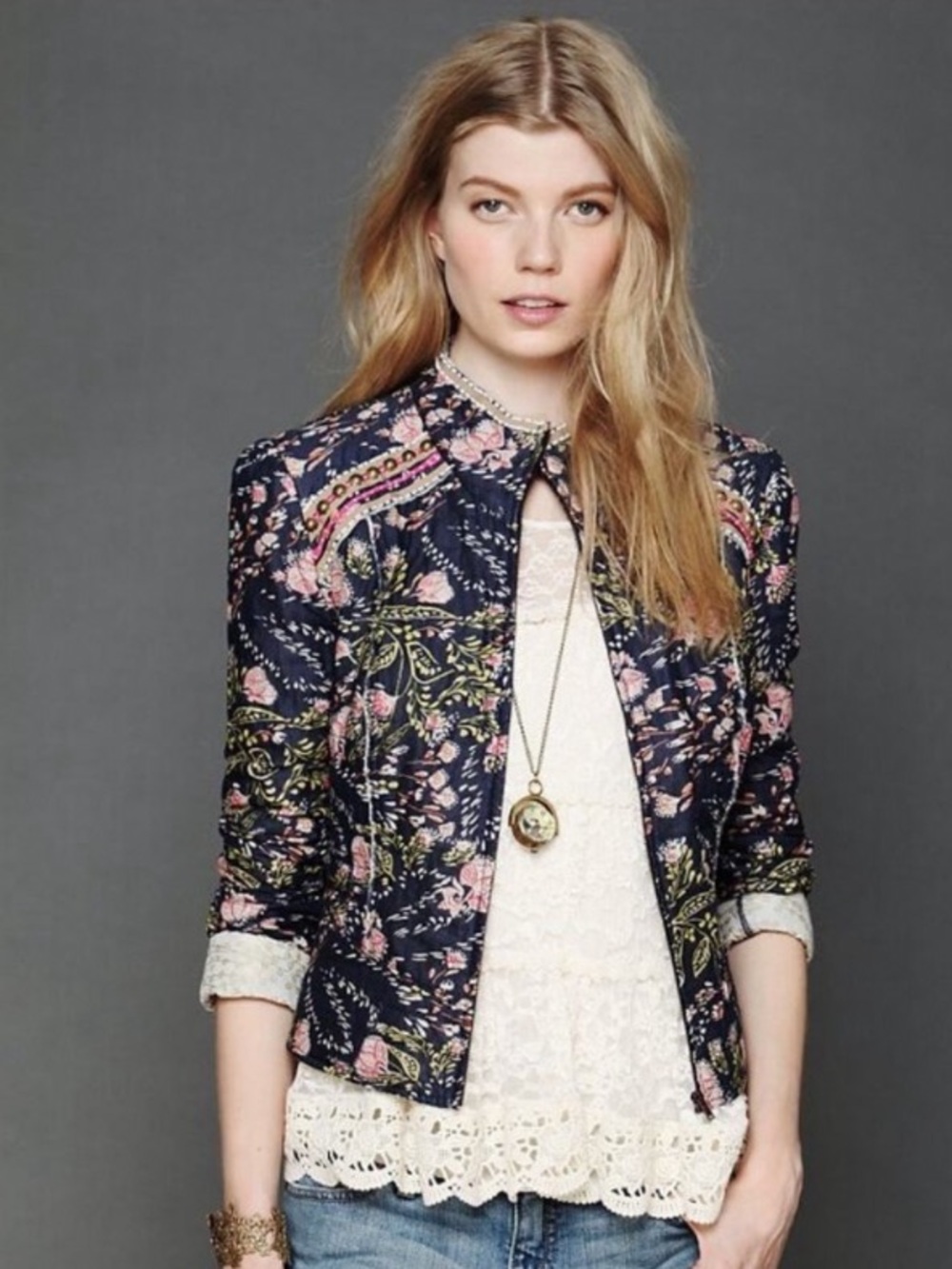 Free People floral quilted jacket